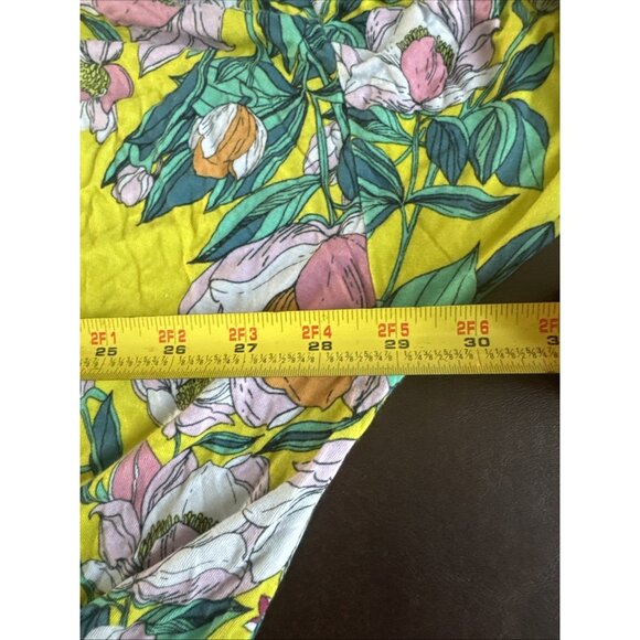 Free People Yellow Floral Long-Sleeve Blouse Tie Detail/Button Closure size M - Picture 10 of 11